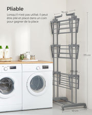 Étendoir à Linge Multi-Niveaux sur Roulettes