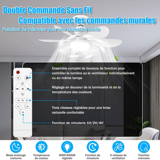 Plafonnier Ventilateur LED