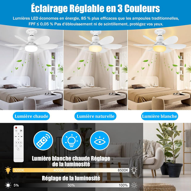 Plafonnier Ventilateur LED
