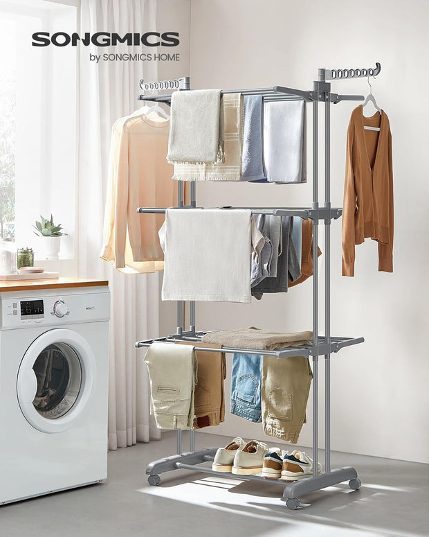 Étendoir à Linge Multi-Niveaux sur Roulettes