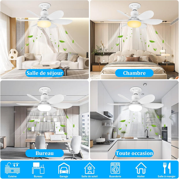 Plafonnier Ventilateur LED