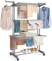 Étendoir à Linge Multi-Niveaux sur Roulettes