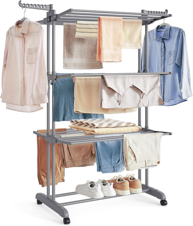 Étendoir à Linge Multi-Niveaux sur Roulettes