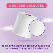 Papier Toilette, 3 Épaisseurs Matelassé, Doux et Soyeux, 36 Rouleaux (4 Paquets de 9)