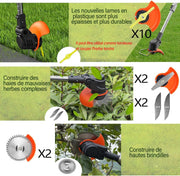Coupe Bordure sans Fil avec 2 Batterie et 3 Types de Lames - SUPER OFFRÉ